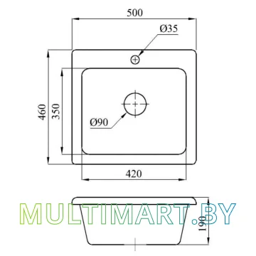 Кухонная мойка AV Engineering Solo AV500460SBKA (черный) картинка 3